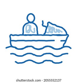 boating sketch icon vector. Hand drawn blue doodle line art boating sign. isolated symbol illustration