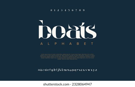 Boats abstract digital technology logo font alphabet. Minimal modern urban fonts for logo, brand etc. Typography typeface uppercase lowercase and number. vector illustration