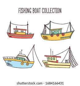 Boats collection. Cute hand-drawn boats.