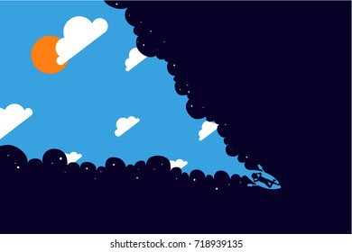 Boats floating in the beautiful sea on a bright blue day , Minimal background top view