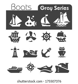 Boats Icons Gray series