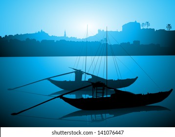 Boats on Douro river, Porto Portugal