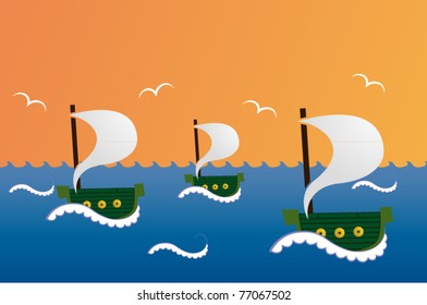 boats on the sea