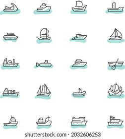 Boats at sea, illustration, vector, on a white background.