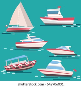 the boats set flat design vector