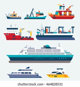 Vector Sea River Boats Set Flat Stock Vector (Royalty Free) 1123752950 ...