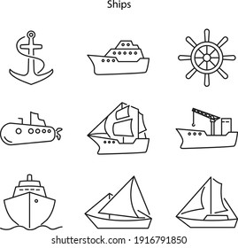 Boats and ships icons set