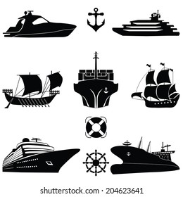 Boats and ships icons set