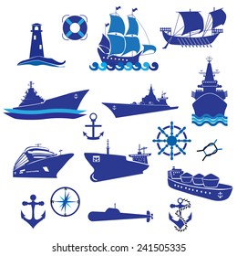 Boats and ships icons set