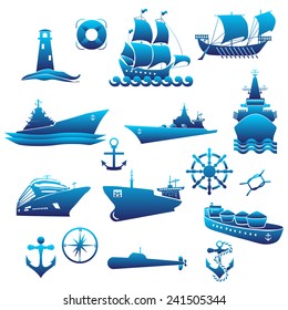 Boats and ships icons set