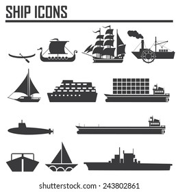 Boats and ships icons set