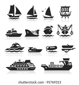 Boats and ships icons set