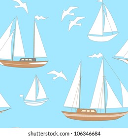 Boats and ships seamless pattern, vector