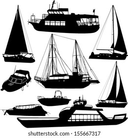 boats silhouettes - vector