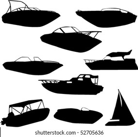 boats silhouettes - vector