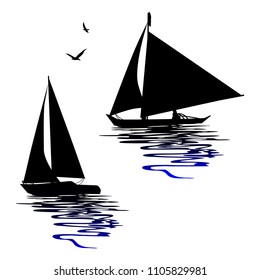 Boats silhouettes - vectors for design