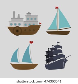 boats styles set icon vector illustration graphic