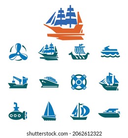 Juego de iconos de herramientas de barcos . un vector modificable 