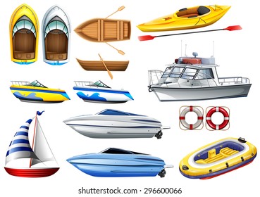 Boats of varying sizes illustration