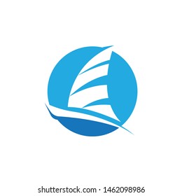 Boat,sail boat logo vector template illustration design