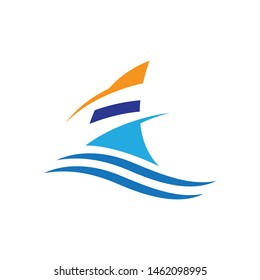 Boat,sail boat logo vector template illustration design