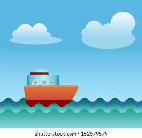 Boatship sailing on the Sea