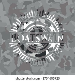 Boatswain written on a grey camo texture 