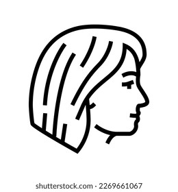 bob cut hairstyle female line icon vector. bob cut hairstyle female sign. isolated contour symbol black illustration