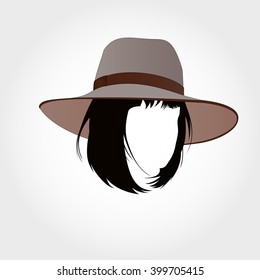 Bob cut silhoette in hat