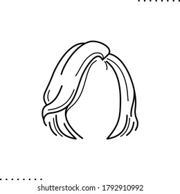 Bob haircut, short hair style, vector icon in outlines