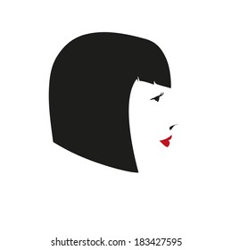 Bob hairstyle. Fashion silhouette woman style, vector illustration 