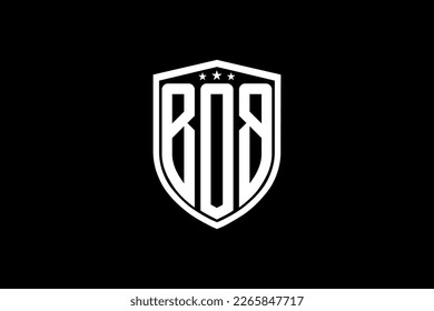 Logo de la carta BOB. Diseño de letras con fondo negro. Este es el logo de una carta dorada. Usar el logotipo de moda estilista. Diseño decorativo.