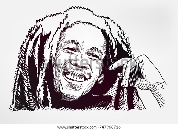 Bob Marley Sketch Vector Illustration のベクター画像素材 ロイヤリティフリー