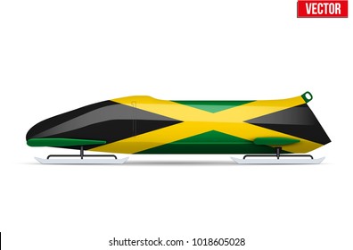 Bob sleighs mit jamaikanischer Flagge. Bobsled Sport Country Symbol. Seitenansicht. Nationalmannschaft für Bobsled und Skeleton. Vektorillustration Illustration einzeln auf weißem Hintergrund.