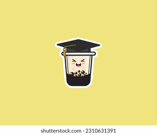 Boba Bachelor Cute Icon Design