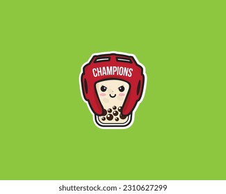 Boba Boxing Cute Icon Design
