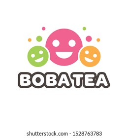 Boba Bubble Milk Tea Logo Template Vector