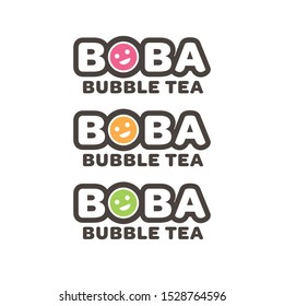 Boba Bubble Milk Tea Logo Template Vector