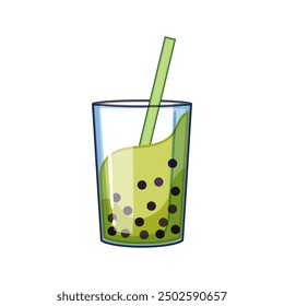 boba bubble tea cartoon. brown beverage, ice asian, cup black boba bubble tea sign. isolated symbol vector illustration