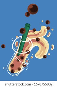 boba bubble tea drink spread vector