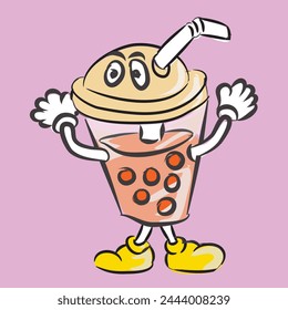 Boba Bubble Tea Drink Vector Illustration