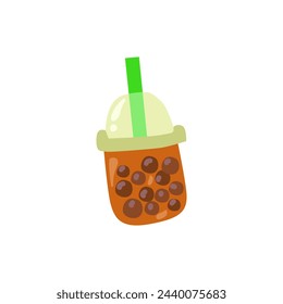 Boba bubble tea flat illustration