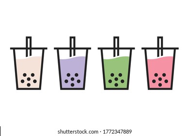 Boba, Bubble Tea, Tapioca Pearls, Dessert Asian Drink, Bubble Tea Logo, Boba Icon, Boba Drink, Menu Vector Illustration Background