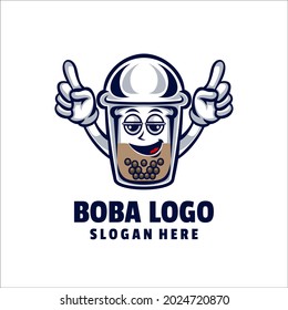 boba cartoon cute logo vector
