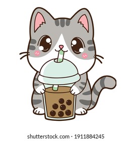 Boba cat with classis milk tea