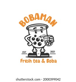 boba cup mascot vector illustration. boba cup drink boba 