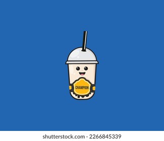 Boba Cute Champion Icon Design