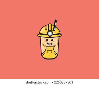 Boba Cute construction icon design