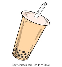 boba drink drawing cartoon vector