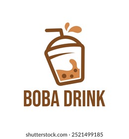 boba drink flat minimalist logo design